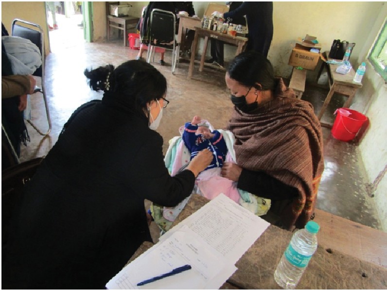 An infant avail the medical service during the Reproductive Child Health (RCH) camp at Mezoma village on February 11. 